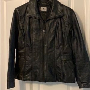 Ladies black leather coat